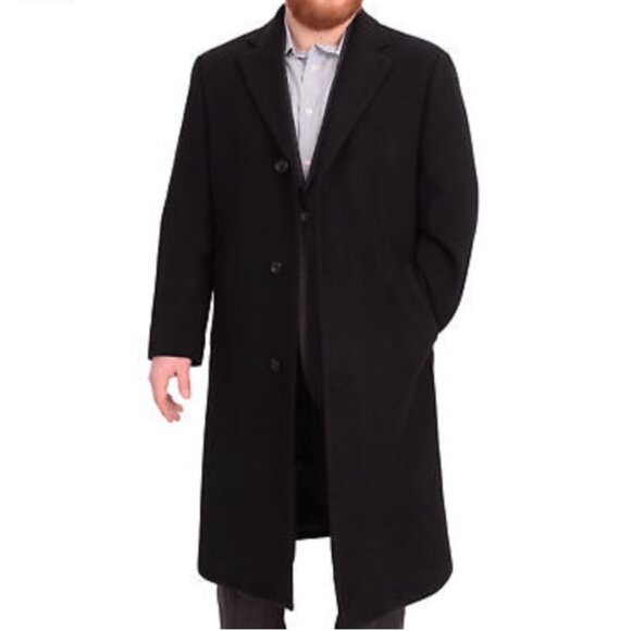 Calvin Klein Black Wool Cashmere Blend Parma Long Coat Size 42L - Picture 1 of 11